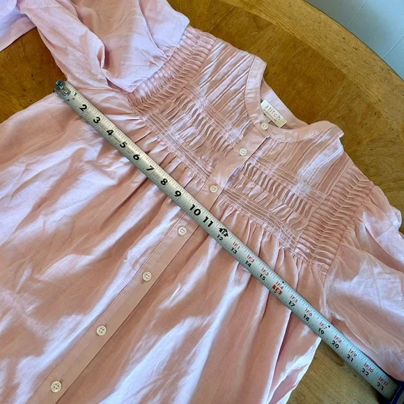 NWT Chenault Blouse. Feminine Boho Barbie pink peasant top with pintucks. Size M - Picture 7 of 13